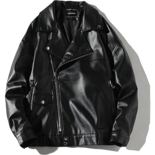 New Spring Punk Leather Jacket Men Coats Zipper Loose Motorcycle Leather Jacket Men Casual Brand Clothing Biker Jacket