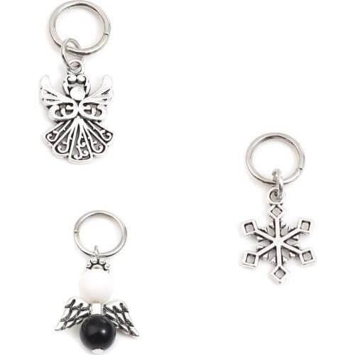 10PCs Antique Knitting Stitch Markers Silver Color Angel Snowflake Zinc Based Alloy DIY Crafts Household Sewing KnittingTools