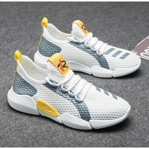 Men Mesh Breathable Sneaker PVC Material Male Shock Absorption Running Shoes Wear-resistant Soles Fashionable Couple Sports Shoe