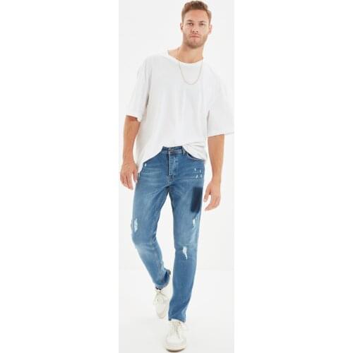 Trendyol Male Slim Fit Destroylu Patchli Jeans TMNAW22JE0051