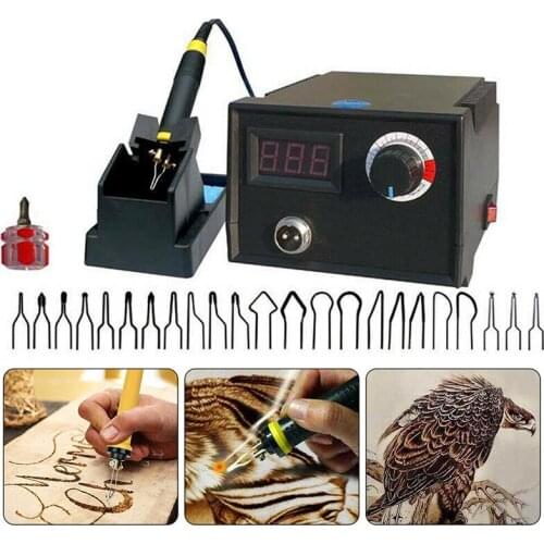 40W 220V Pyrography Tools Wood Burning Machine Kit Gourd Crafts Adjustable Temperature Engraver Pen Soldering Machine