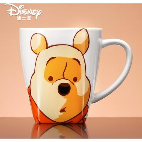 Genuine Disney Water Cup Winnie the Pooh Water Cup Large Capacity Mug with Lid Spoon Cartoon Ceramic Cup Coffee Cup Milk Cup