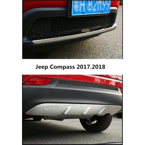 For Jeep Compass 2017.2018 Front + Rear Bumper Diffuser Stainless steel Bumpers Guard skid plate car accessories