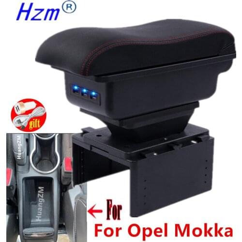 For Opel mokka Armrest box For Opel mokka center console Storage box Interior Parts accessories with USB LED
