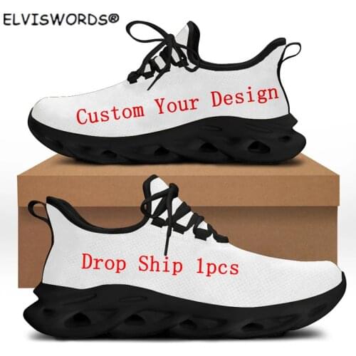 ELVISWORDS Custom Your Logo/Pictures/Text/Name Casual Mens Walking Shoes Breathable Mans Felx Control Sneakers Flats Shoes