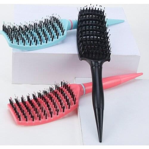DREWTI Women Massage Comb Hairbrush Boar Mane Nylon Blend Wet Curly Detangle Hair Brush for Salon Hairdressing Styling Tools