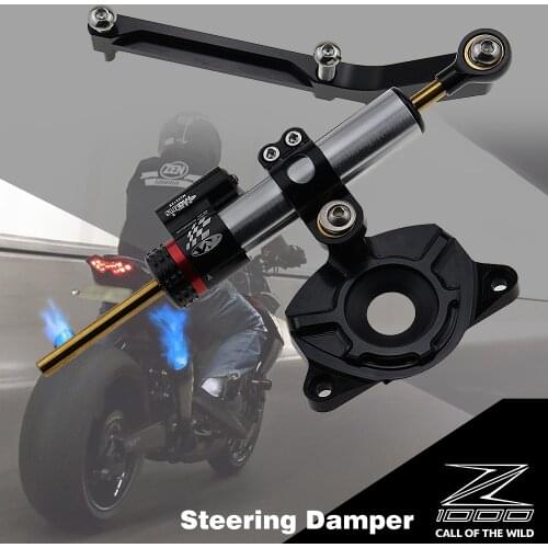 CNC Adjustable Motorcycle Linear Reversed Steering Damper with Bracket Support for Kawasaki Z1000 Z 1000 2014-2017 2016 2015