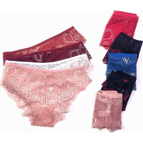 Sexy Lace Panties Women Fashion Cozy Lingerie Tempting Briefs High Quality Womens Underpant Low Waist Intimates Underwear S-XXL