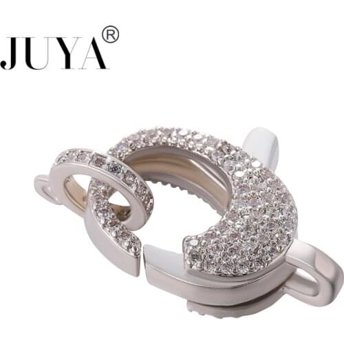 JUYA 2021 Spiral Fastener Clasps Hooks Handmade Jewelry Accessories Cubic Zirconia Mosaic Charm Connectors For Jewelry Making