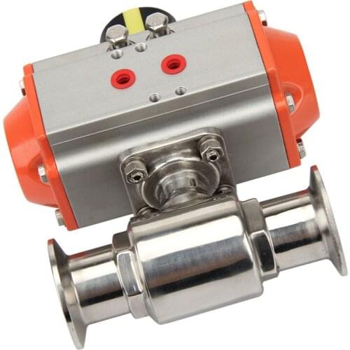 Tri Clamp Pneumatic Ball Valve SS304 Stainless Steel Sanitary Inline Ball Valve fit Pipe OD 76/89/102mm