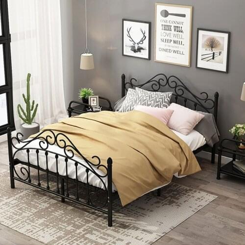 Iron Bed Frame 150×200CM Simple Modern Bedroom Dormitory Single Double Teenage Adults Home Bed Furniture Firm Twin Bed Frame