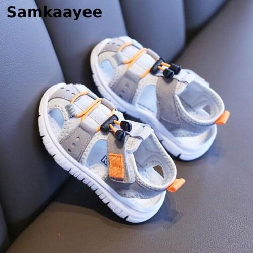 1-10y Kids Sandals Children Shoes Summer Boys Girls Flat Shoes Hollow Out Mixed Color Hook & Loop Anti-slip Beach Footwear S42
