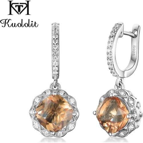 Kuololit Sultanite Diaspore Gemstone Clip Earrings for Women Solid 925 Sterling Silver Sunlight Color Change Gems Fine Jewelry
