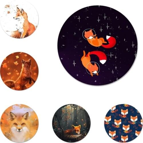 58mm Fox In Autumn leaves forest Icons Pins Badge Decoration Brooches Metal Badges For Backpack Decoration
