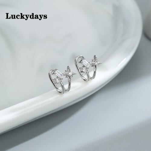 Luckydays 1 Pcs No Pierced Single Ear Bone Clip Earrings for Women Trendy Zircon Star Earring Fashion Jewelry