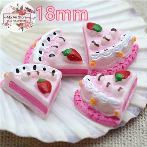 10PCS Pink Cake dessert Resin Flat back Cabochon Miniature food Art Supply Decoration Charm Craft