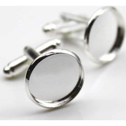 10pcs 14mm Silver Plated Cufflink Setting Base Cameo Cabochon Setting Antique Bronze Brass Copper High Quality