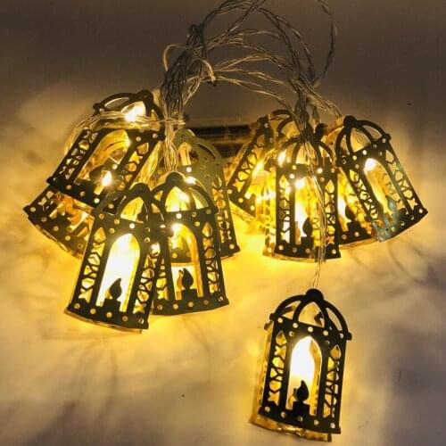 10 LED Moon Star Light String EID Mubarak Ramadan Festival Home Decoration Light Lslam Muslim Party Pendant Battery Golden Lamp