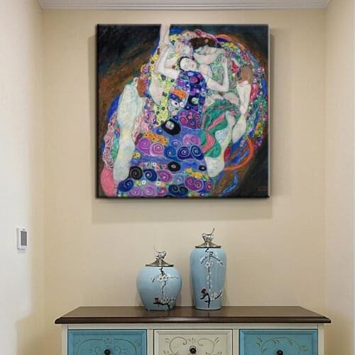 100% Hand Painted Classic Artist Gustav Klimt Girl Abstract Oil Painting on Canvas Modern Art Wall Pictures Room Decoration