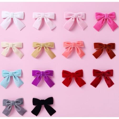 14pcs Fashion Velvet Bows Girls Hair Clips Kids Girls Handite Hair Barrettes Soild Colors Swallow Tail Hair Accessories