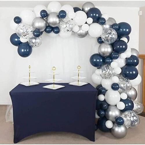 158Pcs/lot Navy Chrome Silver White Balloon Garland Arch Kit Silver Navy Ballon Globos Baby Shower Wedding Christmas Party Decor
