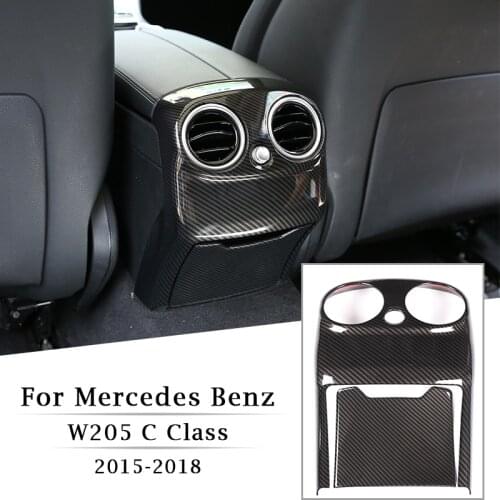 2pcs Carbon For Mercedes Benz W205 C Class 2015-2018 ABS Chrome Car Rear Seat Air Conditioning Vent Cover Trim Accessories