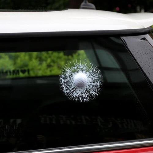 Car 3D Sticker White Golf Ball Football Basketball Windshield Tennis Window Sticker Baseball Hit Glass S7V8