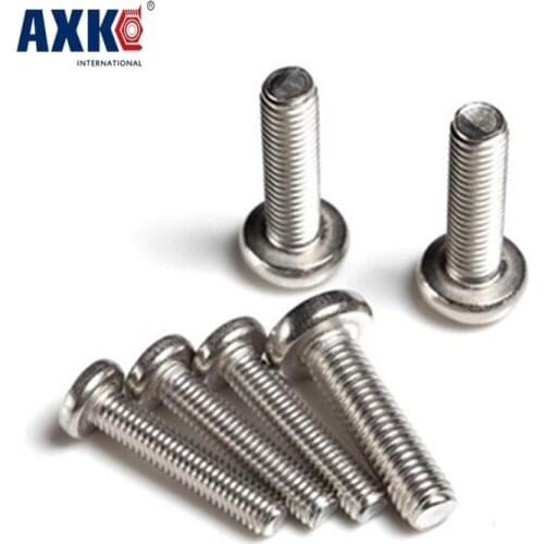 Axk 50pcs Gb818 M6 304 Stainless Steel Phillips Cross Ecessed Pan Head Screw M6*(8/10/12/14/16/20/25/30/35/40/45/50/55/60/80)