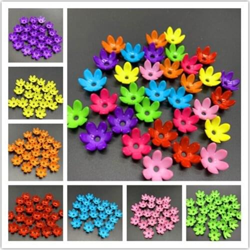 50pcs 15mm Acrylic Hollow Flower Findings Cone End Beads Cap Filigree DIY Jewelry Making wholesale lots bulk