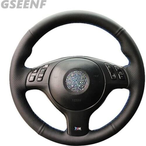 Artificial Leathers DIY Hand-stitched Car Steering Wheel Cover for BMW 540i 525i 530i 330i 330Ci E46 M3 E39 2001-2014