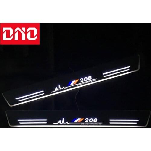 DNO Trim Pedal LED Car Light Door Sill Scuff Plate Pathway Dynamic Streamer Welcome Lamp For Peugeot 208 2012 - 2018