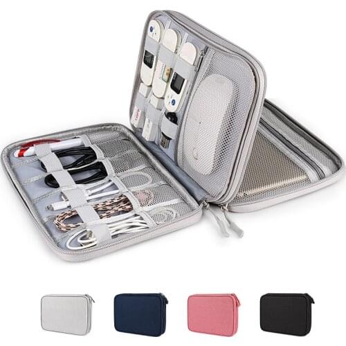 Travel Cable Organizer Bag Digital Accessories Storage Bag Double Layer Multifunctional Waterproof Gadgets USB Headphones Case
