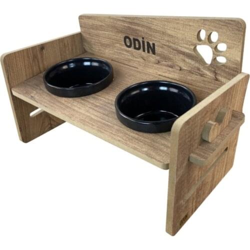 Dual Black Ceramic Height Adjustable Cat and Small Breed Dog Mama and Water Container