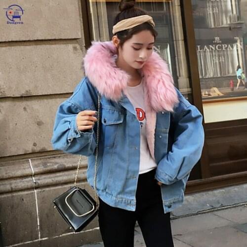 Denim outwear thicken clothes Denim Jacket Women Winter Hooded Warm Jean Jacket Student Basic Short Female Coat