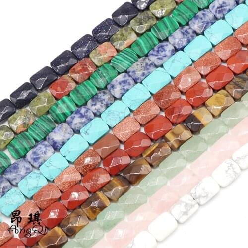 Faceted Rectangle Shape Natural Gem-stone Agates Beads Amethysts Semi-precious stone for Jewelry Making Necklace Charm Bracelets