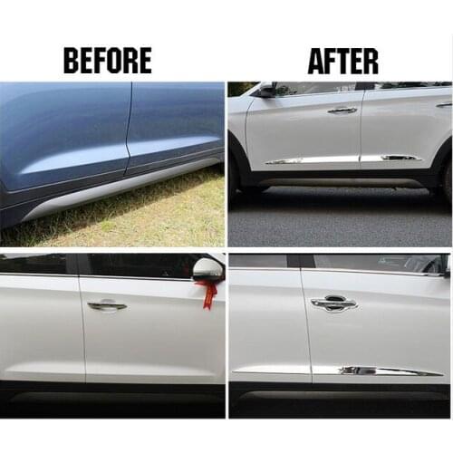 FIT FOR HYUNDAI TUCSON 2015 2016 CHROME SIDE DOOR LINING DECORATION BODY MOULDING TRIM BEZEL STYLING COVER PROTECTOR GARNISH