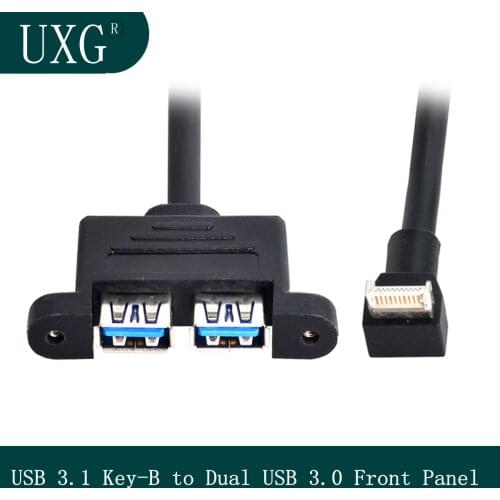 USB 3.1 Front Panel Header Key-B to Dual USB 3.0 Type-A Female Extension Cable 50cm Panel Mount Type