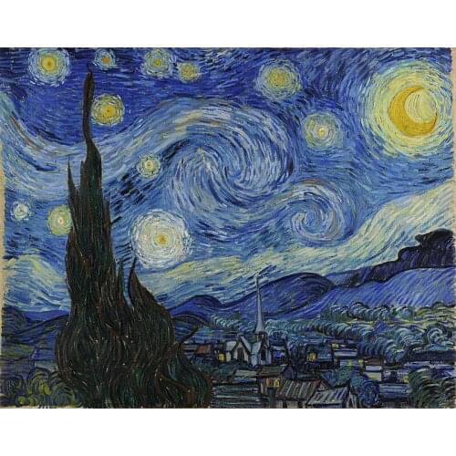 Oil Painting reproduction on linen canvas,Starry Night by Vincent Van Gogh,,Free DHL Shipping,100% handmade