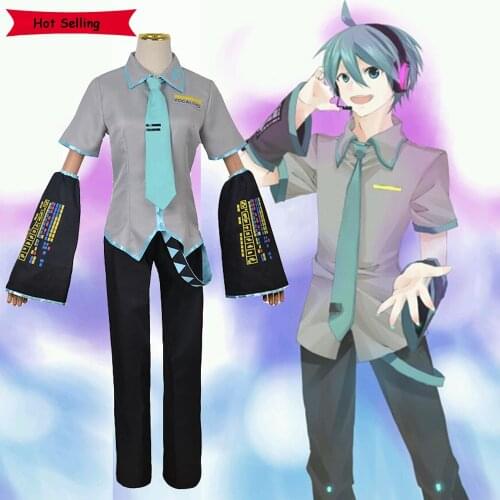 Anime Vocaloid Miku Cosplay Costumes Japan Beginner Future Miku Cosplay Male Student Uniform Halloween Carnival Party Blue Wigs