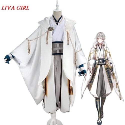 Liva girl Hot Selling Tsurumaru Kuninaga Cosplay Full Set the Game Touken Ranbu Online White Samurai Polyester Costumes