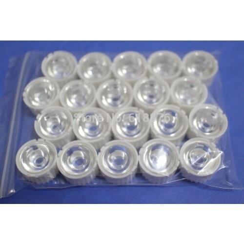 100pcs 5degree 15 degree 30degree 45degree 90degre led Lens for 1W 3W 5W Hight Power LED with 20mm White holder