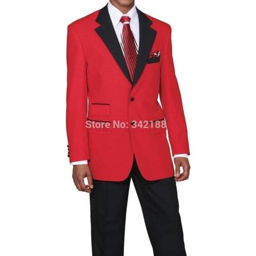 Best FREE shipping/New Style Custom Made Two Buttons Red Groom Tuxedos Notch Lapel Best Man Groomsman Men Wedding Suit/best suit