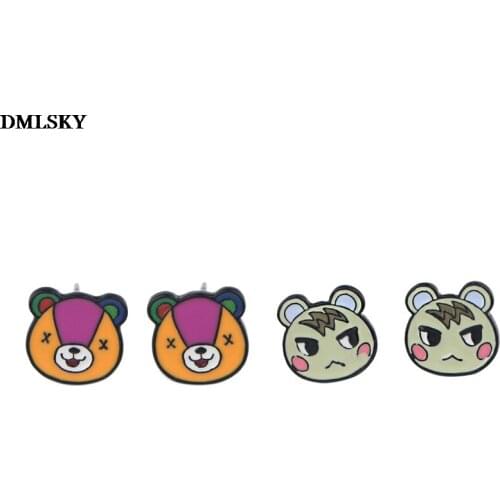 M4730 DMLSKY Fashion Animals Bear Stud Earrings Women and girls charm Earrings Cartoon new Jewelry kids Gifts