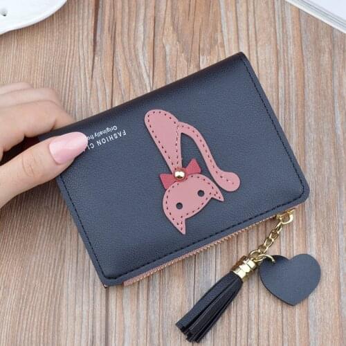 Girls Small Wallet Womens Short Student New Coin Purse Ms Lady Korean Purse Fashion Multifunction Zipper Tassel Cute Wallet
