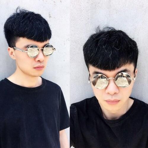 2020 Mens Womens Fashion Retro Vintage Shield Glasses Eyewear Blue Gold Round Polarized Sunglasses Gothic Steampunk Sunglasses