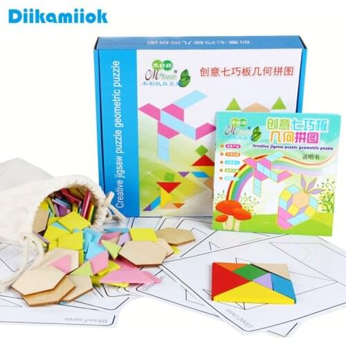New Colorful Wooden Jigsaw Puzzle Geometric Tangram Board Baby Montessori Educational Toys for Children Enlightenment Toy Game