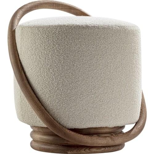 Simple and modern solid wood small stool household light luxury low stool makeup stool coffee table fabric soft seat round stool