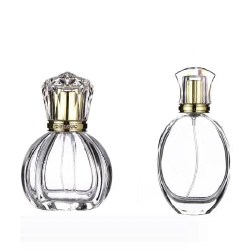 50ml Empty Clear Round Flat Glass Perfume Refillable Bottle 50ML Cosmetic Perfum Packaging Gold Spray Atomizer Bottle 8pieces