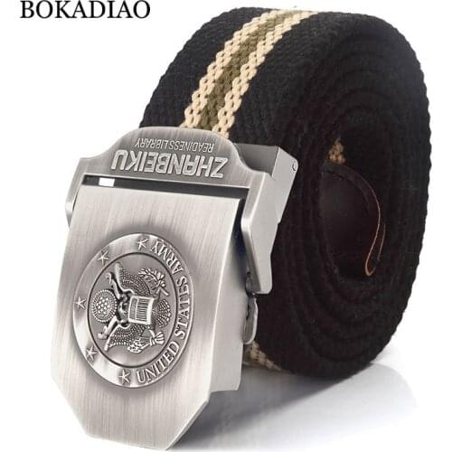 BOKADIAO Men&Women Military Canvas belt Veterans Metal buckle luxury jeans belt Army tactical belts for Men waistband strap male