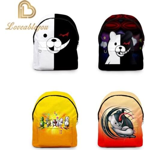 Monokuma 3d Print Backpacks Men Women School Bags Multi Pocket Travel Bags Teenage 3D Notebook Backpack Shoulder Bag